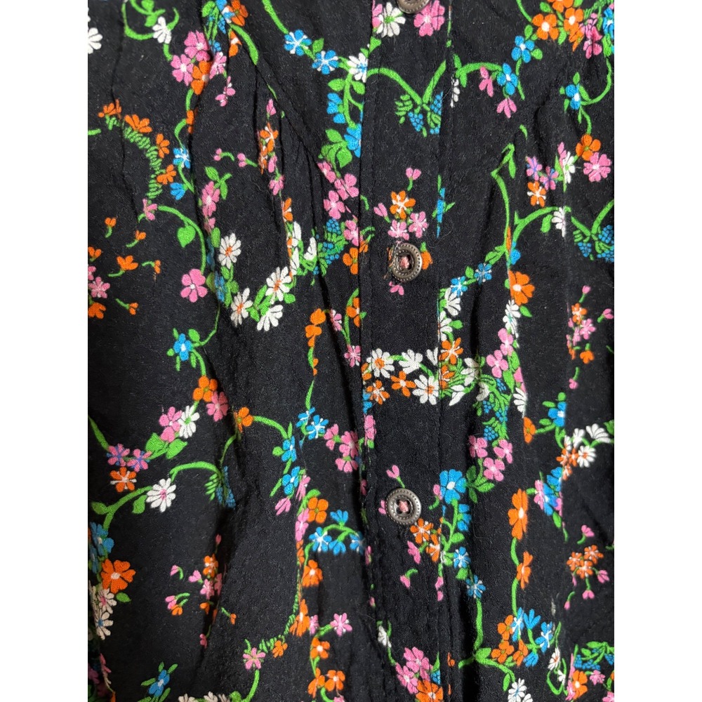Maeve‎ by Anthropologie Avignon Black Floral Button Down Blouse Size Large - Picture 5 of 6